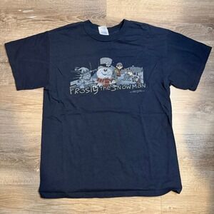 Vintage Frosty the Snowman Graphic T-Shirt Mens Medium Navy Blue Tennessee River